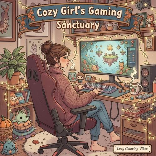 Cozy Girl's Gaming Sanctuary: A Cute Cozy Gaming Coloring Book Fun Easy Bold Line Designs of Gamer Girl Aesthetic, Cozy Setups, Controllers, Headsets & Snacks Relaxing Creative Gift for Stress Relief, Mindfulness & Calm for Adults & Teens