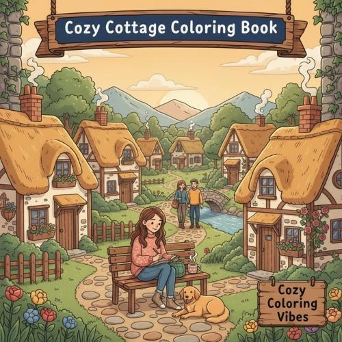 Cozy Cottage Coloring Book: Daily Relaxation Activities & Easy Bold Line Designs for Stress Relief & Mindfulness Cute Country Homes, Village Corners & Family Moments for Adults & Teens Color Peaceful Hygge Scenes for Therapy