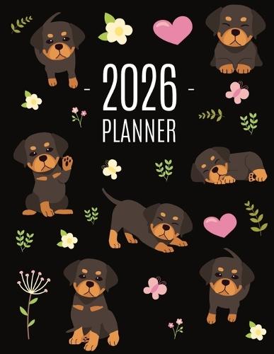 Rottweiler Planner 2026: Organizer: January-December (12 Months) Cute Dog Year Scheduler with Pretty Pink Hearts