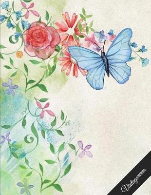 Vintage Notebook Collection: Butterfly Floral Print, Writing Composition Notebook/Journal/Diary Gift Idea (100 Pages, 8.5 x 11