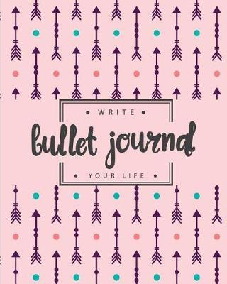 Bullet Journal Dotted Grid Dated Notebook, Pink Mint Tribal Arrow Drawing: Large Quarterly Bullet Journal Blank Pages with Number, 150p, 8x10