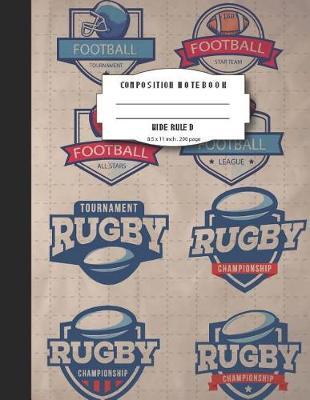 Composition notebook wide ruled 8.5 x 11 inch 200 page, American football: Large composition book journal for school student/teacher/office