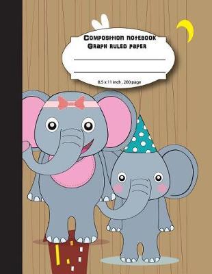 Composition notebook graph ruled paper 8.5 x 11  200 page 4x4 grid per inch, Elephant family party: Large composition book journal for school student/teacher/office