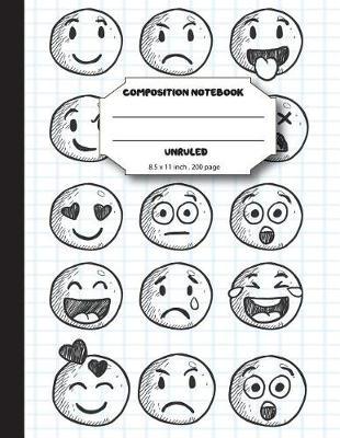 Composition notebook unruled 8.5 x 11 inch 200 page, Mix Emoji draw: Large composition book journal for school student/teacher/office