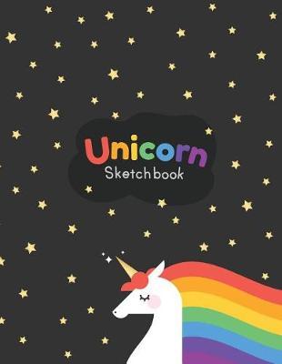 Unicorn Sketchbook: Rainbow Unicorn - Gold Star Night Light (Cover) - Sketchbook For Kids, Girls / Blank Paper Large (8.5 x 11) for Drawing, Doodling or Sketching