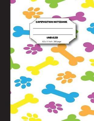 Composition notebook unruled 8.5x11 inch 200 page, Dog paw print: Large composition book journal for school student/teacher/office