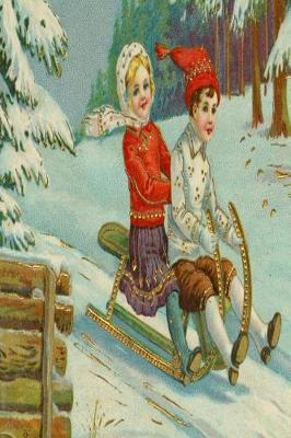 Vintage Kids Sledding Snowy Hill Evergreens Journal: (notebook, Diary, Blank Book)