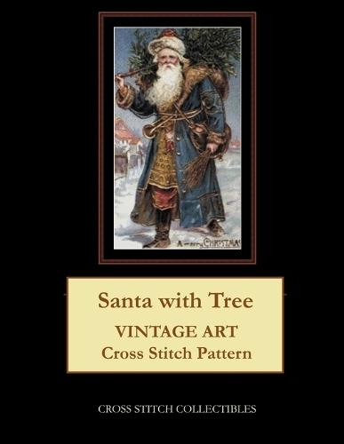 Santa with Tree: Vintage Art Cross Stitch Pattern