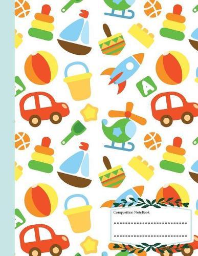 Composition Notebook: Wide Ruled Colorful car spaceship sports pattern, Large School /college notebook with emoji icon inside, 110 Pages, 8.5x11