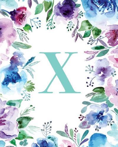 X: Watercolor Floral, 150 Pages, 8  x 10