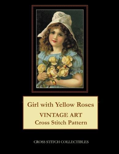 Girl with Yellow Roses: Vintage Art Cross Stitch Pattern