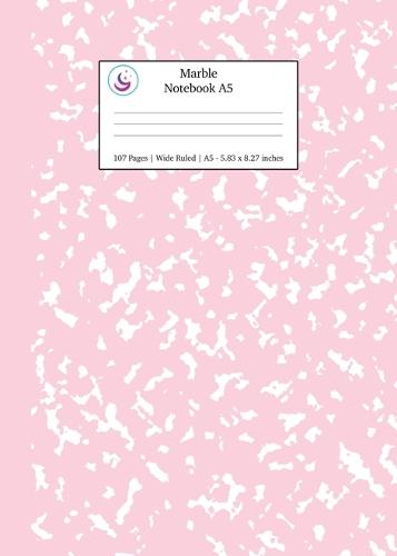 Marble Notebook A5: Pastel Pink Marble Wide Ruled Journal
