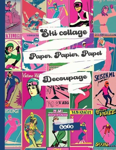 Vintage Ski Art Collage Decoupage paper