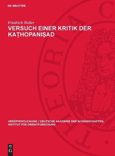 Versuch Einer Kritik Der Kaṭhopaniṣad
