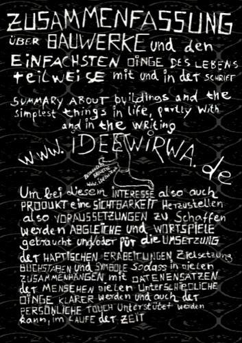 Zusammenfassung über Bauwerke und den Einfachsten Dingen des Lebens, teilweise mit und in der Schrift: Summary about buildings and the simplest things in life, partly with and in the writing