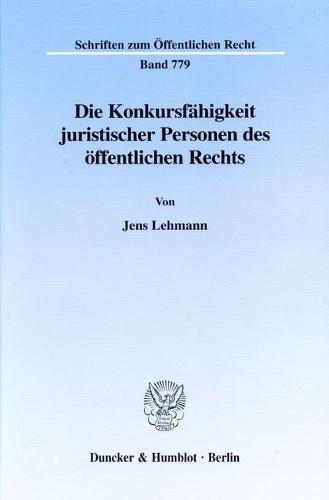 Die Konkursfahigkeit Juristischer Personen Des Offentlichen Rechts
