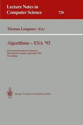 Algorithms - ESA '93: First Annual European Symposium, Bad Honnef, Germany, September 30 - October 2, 1993. Proceedings