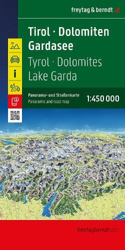 Tyrol - Dolomites - Lake Garda Panoramic and Road Map: 1:450,000 scale