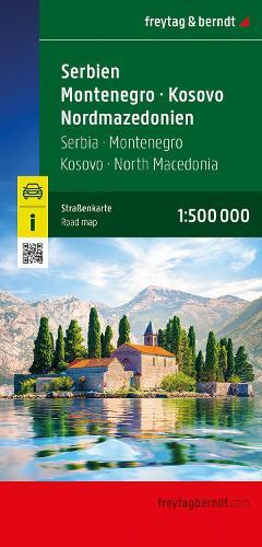 Serbia - Montenegro - North Macedonia Road Map: 1:500,000 scale