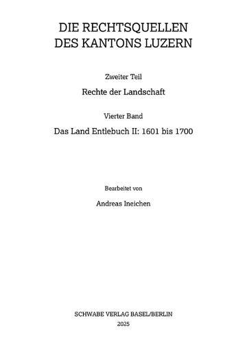 Das Land Entlebuch II: 1601 Bis 1700