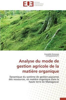 Analyse du mode de gestion agricole de la matière organique