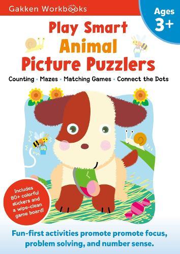 Play Smart Animal Picture Puzzlers Age 3+: Preschool Activity Workbook with Stickers for Toddlers Ages 3, 4, 5: Learn Using Favorite Themes: Tracing, Mazes, Matching Games (Full Color Pages)