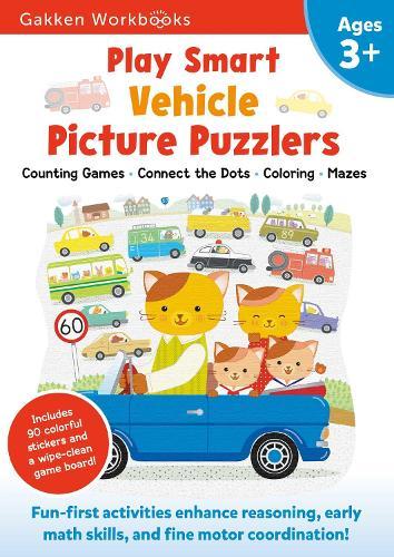 Play Smart Vehicle Picture Puzzlers Age 3+: Preschool Activity Workbook with Stickers for Toddlers Ages 3, 4, 5: Learn Using Favorite Themes: Tracing, Mazes, Matching Games (Full Color Pages)