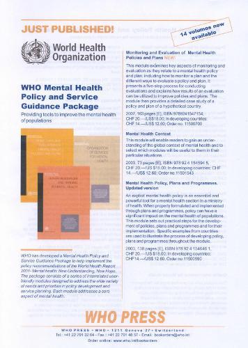 Mental Health Policy and Service Guidance Package: 14 Modules