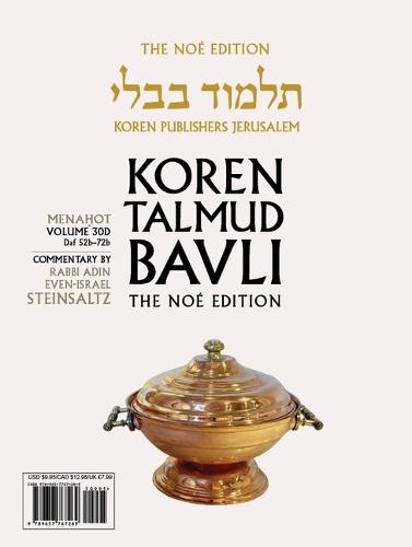 Koren Talmud Bavli V30d: Menahot, Daf 52b Through Daf 72b, Noé Color Pb, H/E