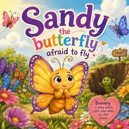 Sandy the Butterfly Afraid to Fly: A Heartwarming Rhyming Picture Book About Courage, Confidence, Kindness & Overcoming Fear for Kids Ages 3-8 Inspiring Bedtime Story for Boys & Girls
