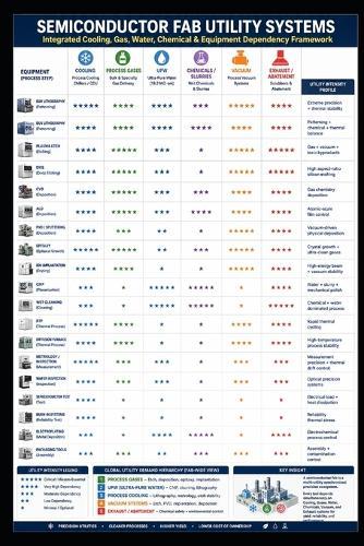 Semiconductor Fab Utility Systems: Integrated Cooling, Gas, Water, Chemical & Equipment Dependency Framework