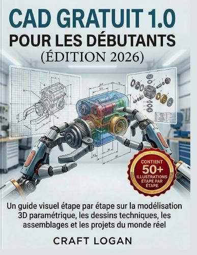 CAD gratuit 1.0 pour les débutants (Édition 2026): Un guide visuel étape par étape sur la modélisation 3D paramétrique, les dessins techniques, les assemblages et les projets du monde réel