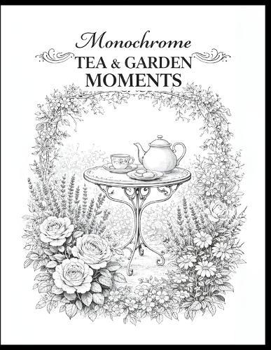 Monochrome Tea & Garden Moments: Elegant Black and White Tea Scenes with Vintage Garden Florals for Relaxation and Creative Expression