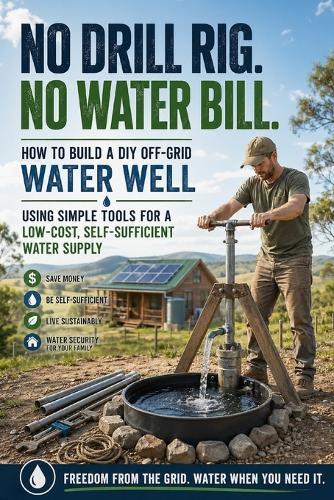 No Drill Rig. No Water Bill.: How to Build a DIY Off-Grid Water Well Using Simple Tools for a Low-Cost, Self-Sufficient Water Supply