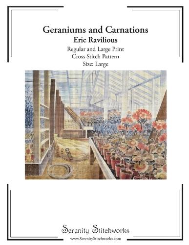 Geraniums and Carnations Cross Stitch Pattern - Eric Ravilious - Large Size Edition: Regular and Large Print Cross Stitch Pattern