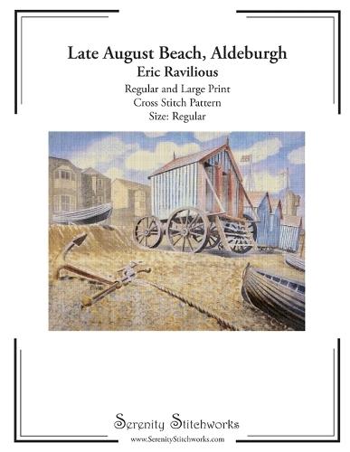 Late August Beach, Aldeburgh Cross Stitch Pattern - Eric Ravilious - Regular Size Edition: Regular and Large Print Cross Stitch Pattern
