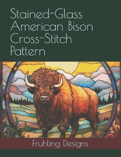 Stained-Glass American Bison Cross-Stitch Pattern