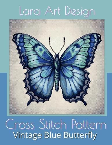 Vintage Blue Butterfly: Cross-Stitch Pattern