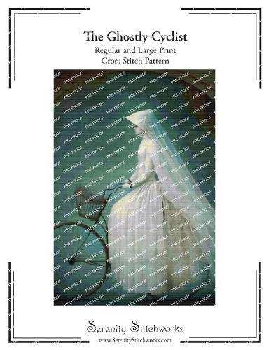 The Ghostly Cyclist Cross Stitch Pattern: Regular and Large Print Pattern