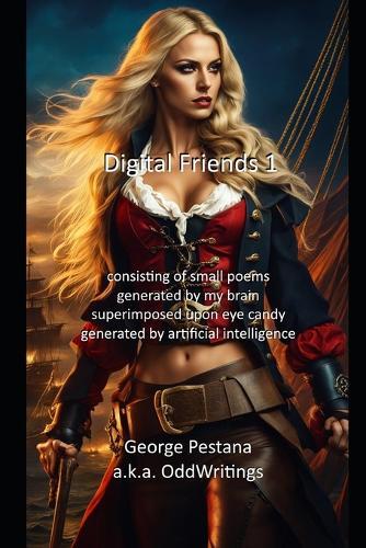Digital Friends 1: consisting of small poems generated by my brain superimposed upon eye candy generated by artificial intelligence