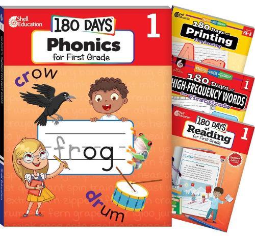180 Days™ Phonics, High-Frequency Words, Reading 2nd Edition, and Printing: Grade 1: 4-Book Set
