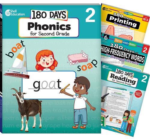 180 Days™ Phonics, High-Frequency Words, Reading 2nd Edition, and Printing: Grade 2: 4-Book Set