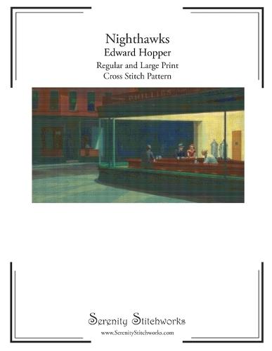 Nighthawks Cross Stitch Pattern - Edward Hopper: Regular and Large Print Chart