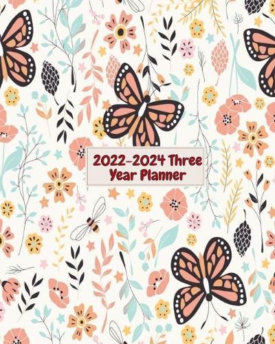 2022-2024 Three Year Planner: 3 Year Calendar 2022-2024 Monthly Planner 36 Months with Federal Holidays, Motivational and Inspirational Quotes (Pretty Yellow Butterfly)