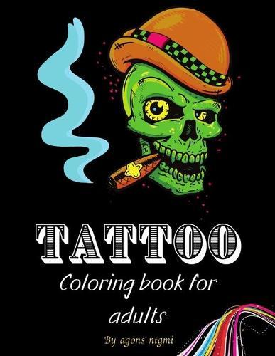 Tattoo Coloring book for adults: black background, 49 relaxing tattoo designs for men and women