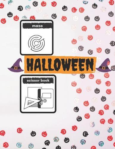 maze halloween scissor book: kid halloween books kid halloween puzzle