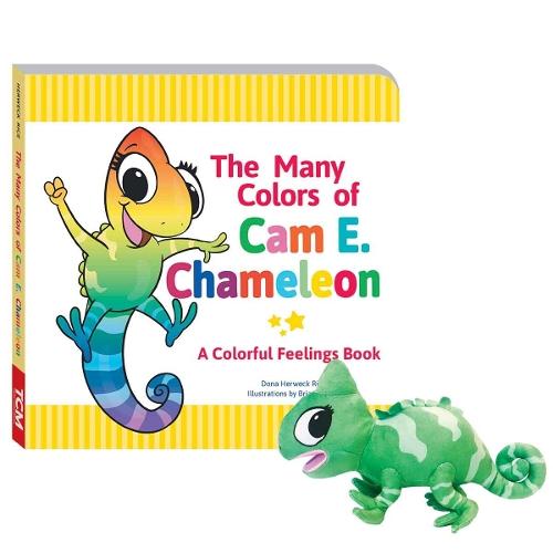 The Many Colors of Cam E. Chameleon Board Book & Plush Set