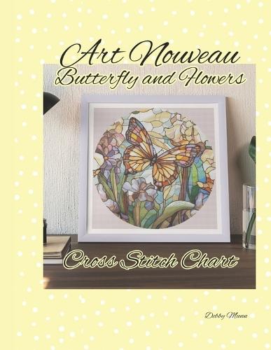 Art Nouveau Butterfly and Flowers: Cross Stitch Chart