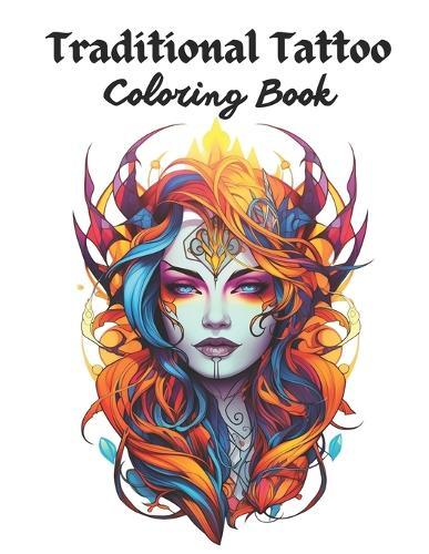 Traditional Tattoo Coloring Book for Adults: Animals, Fantasy, and Skulls design