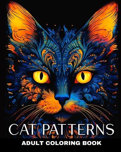 Adult Coloring Book Cat Patterns: Cat Mandala Coloring Pages on Black Background for Adults and Teens